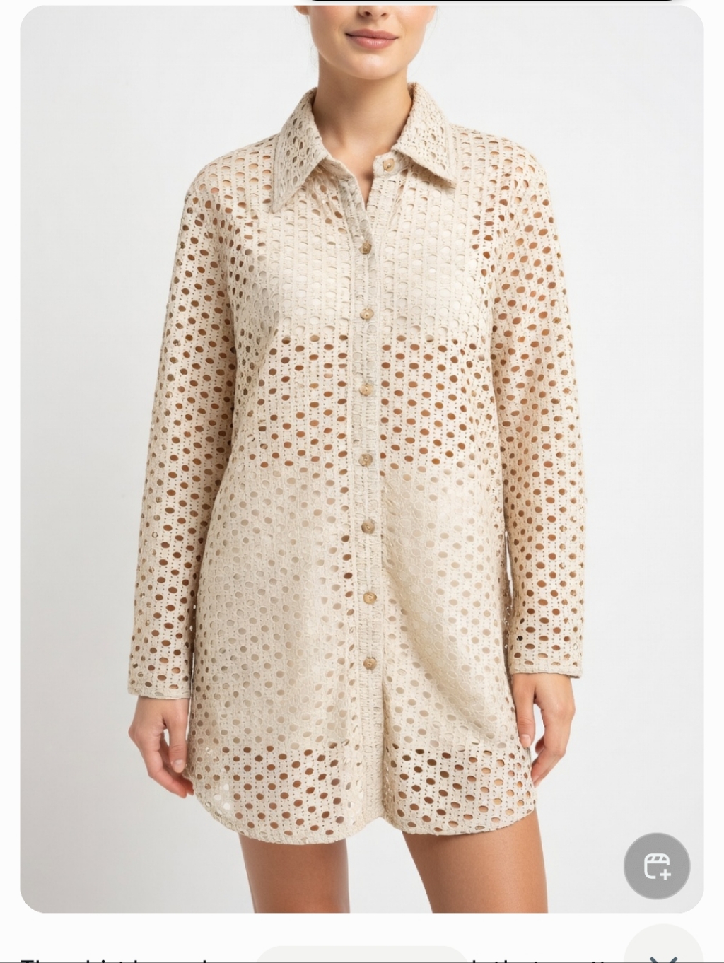 Nwt Carmen Marc Valvo Crochet Tunic Swim Cover-Up Natural